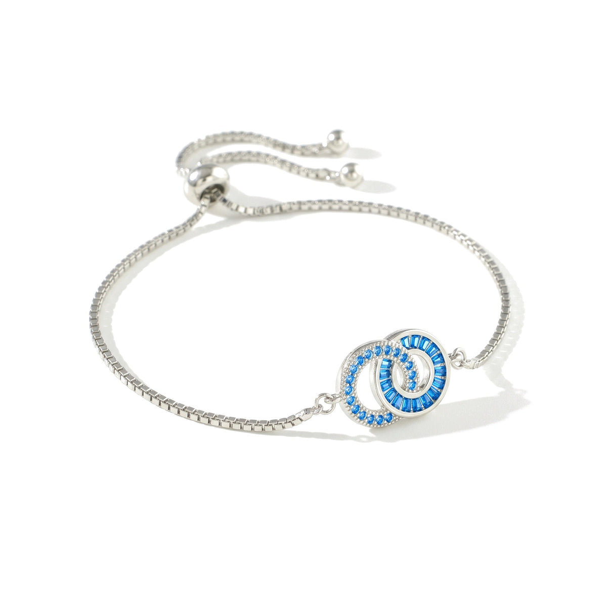 Mor-dotter-armband i silver – Mamma: December (Blå zirkon), Dotter: December (Blå zirkon)