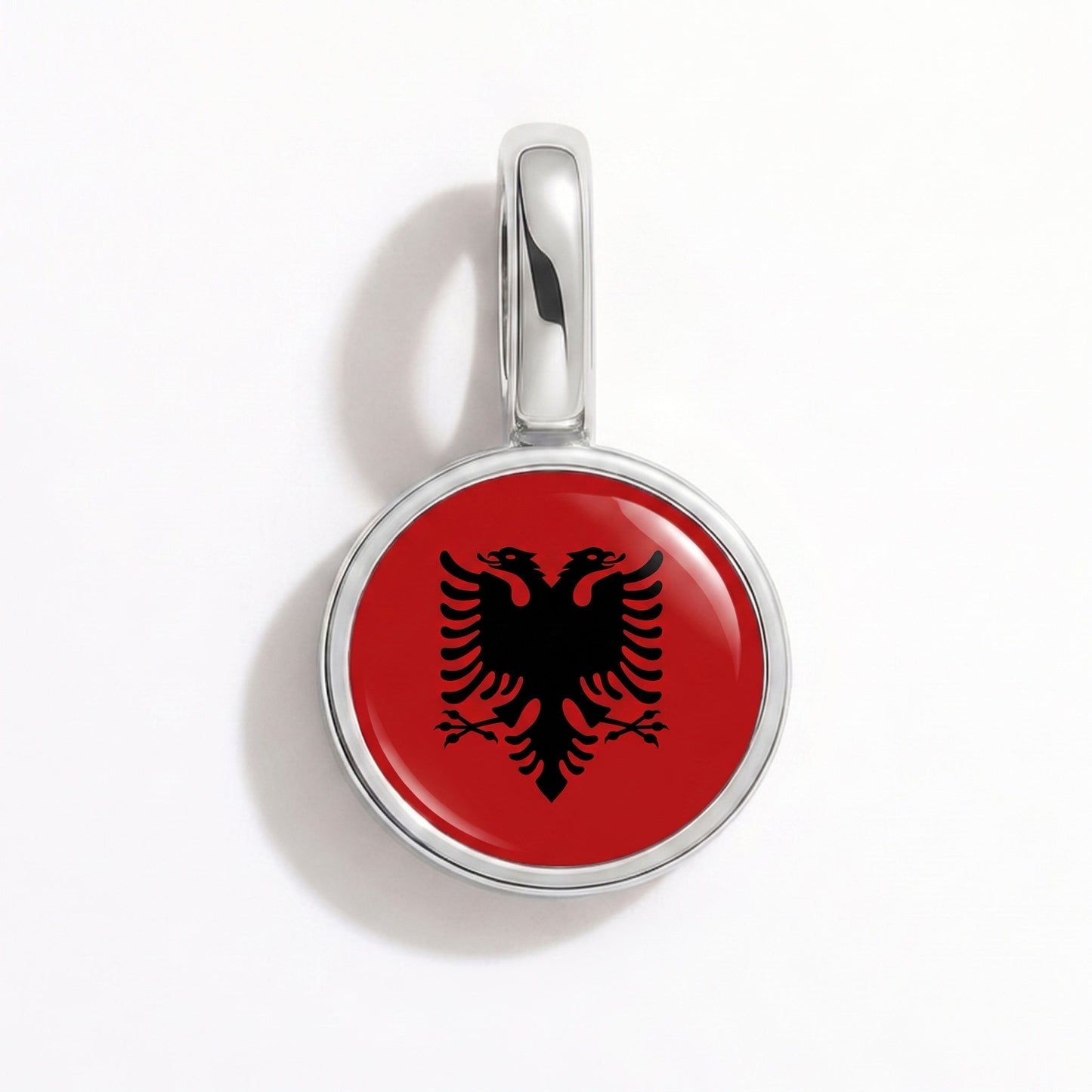 Flaggcharm Albanien – rektangulär silver