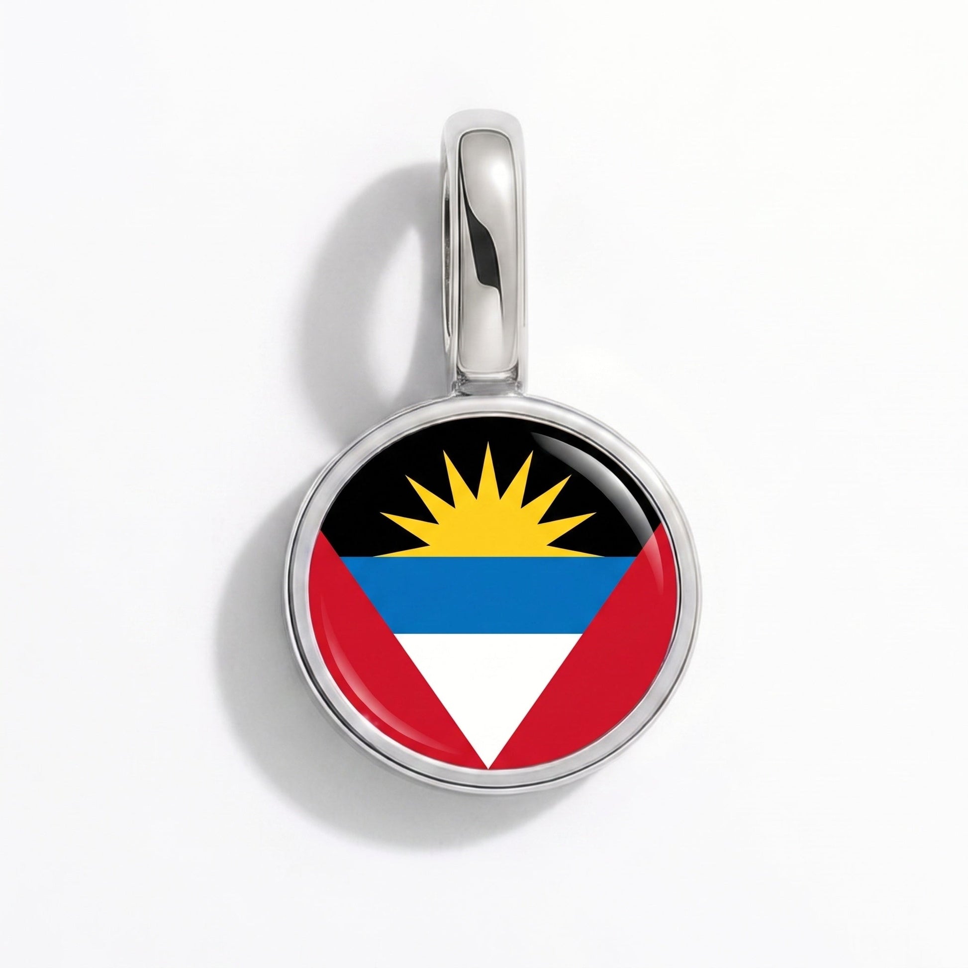 Flaggcharm Antigua och Barbuda – rektangulär silver
