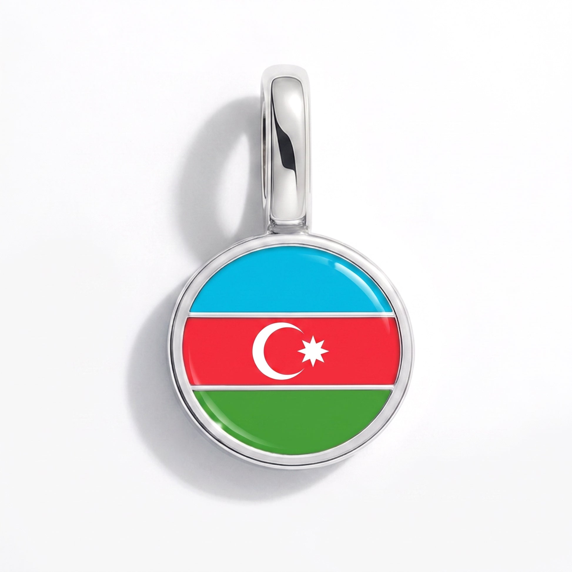 Flaggcharm Azerbajdzjan – rund silver