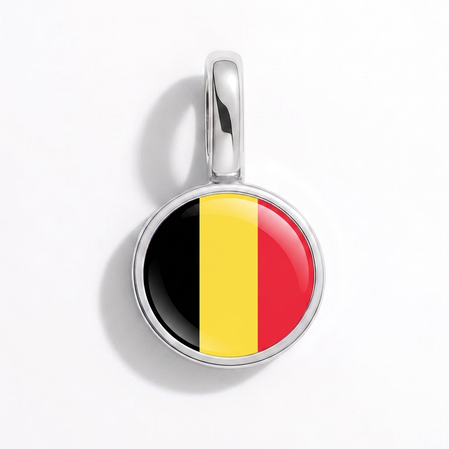 Flaggcharm Belgien – rund silver