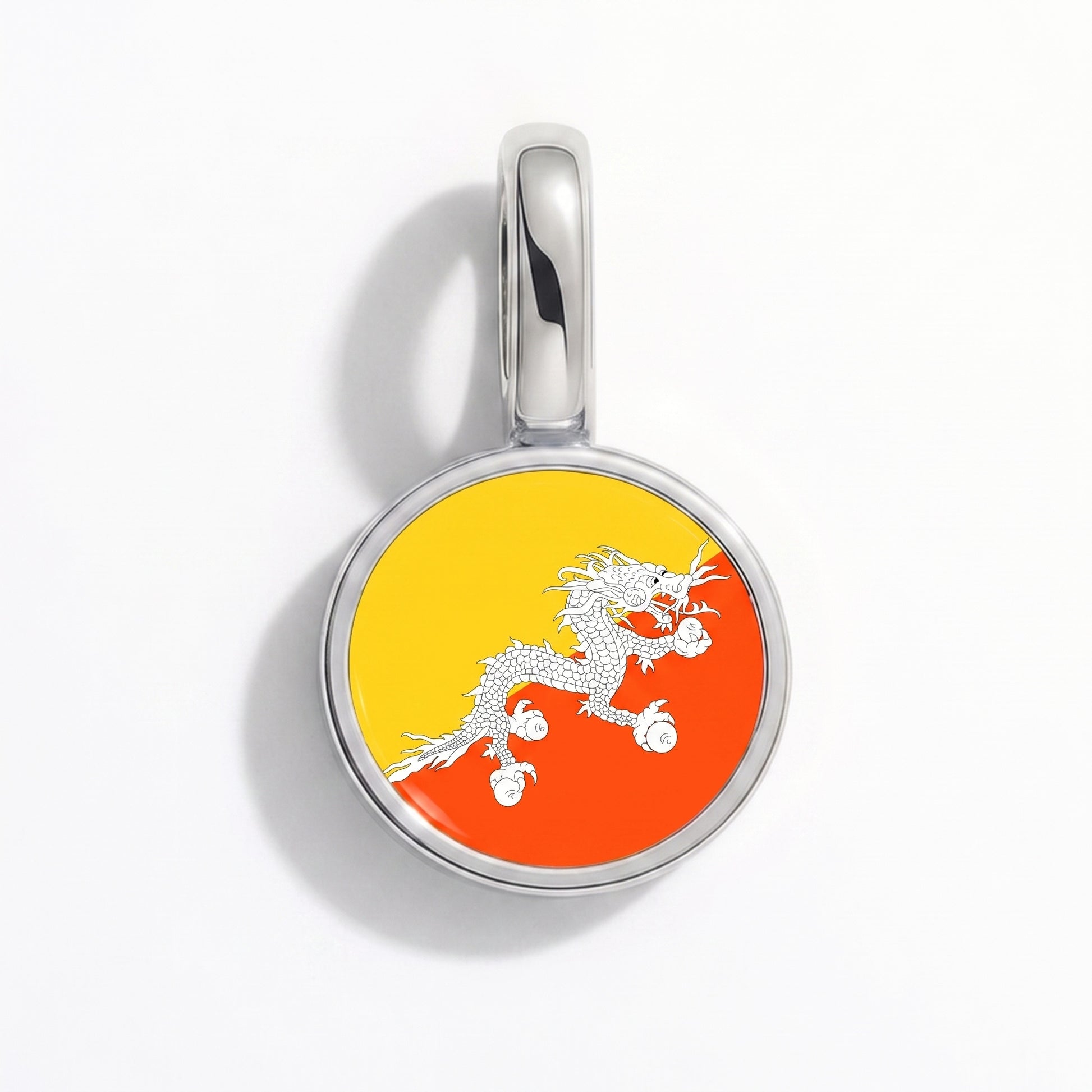 Flaggcharm Bhutan – rund silver