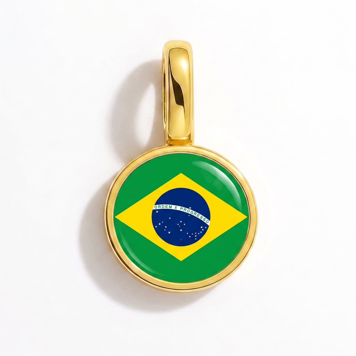 Flaggcharm Brasilien – rund guld