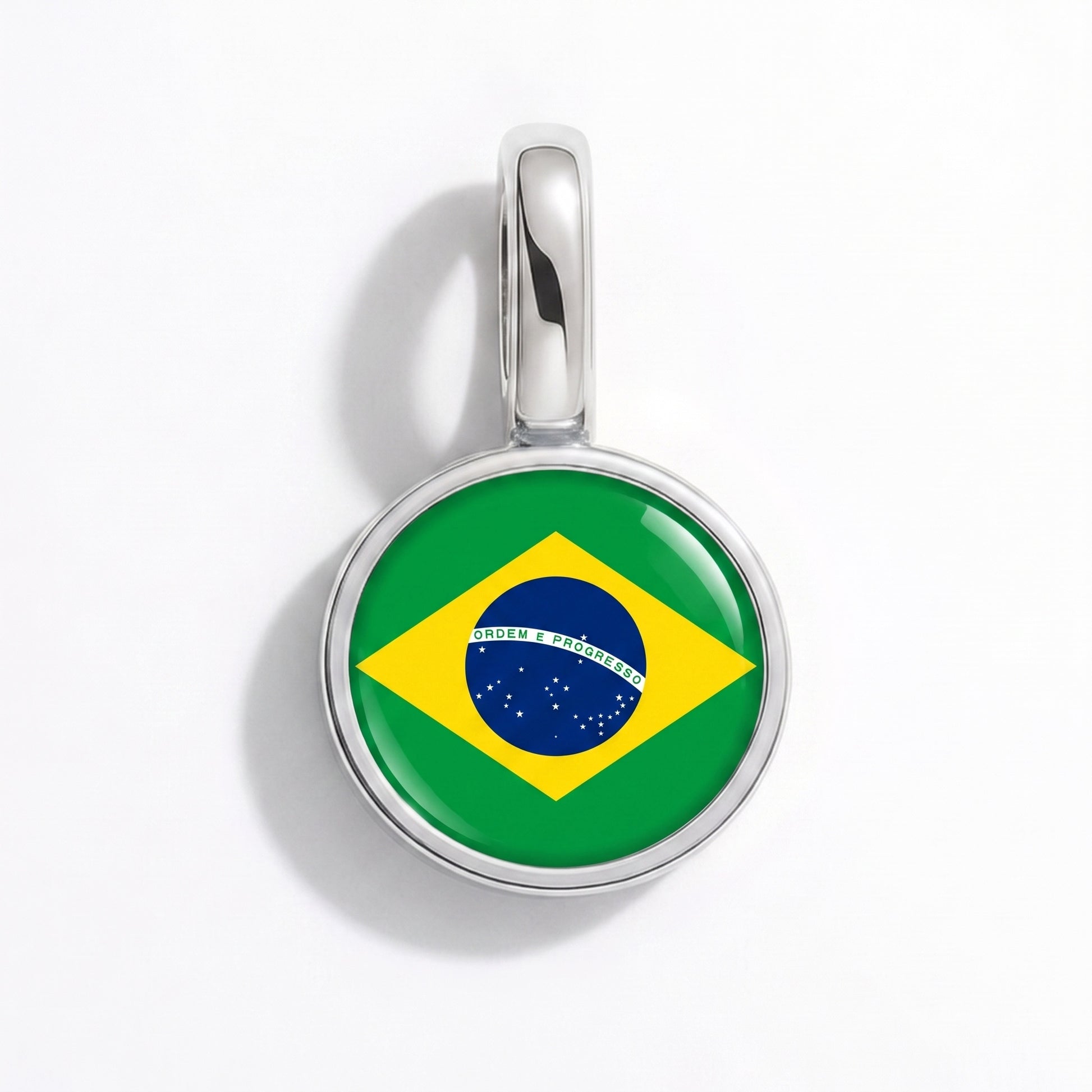 Flaggcharm Brasilien – rund silver