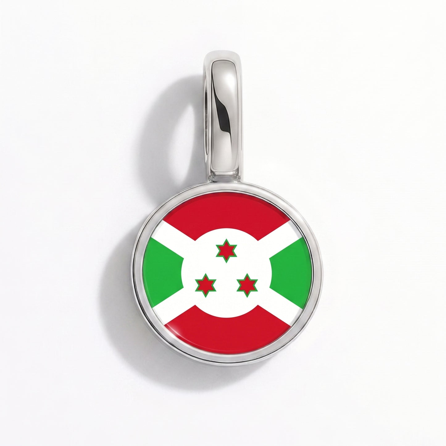 Flaggcharm Burundi – rund silver