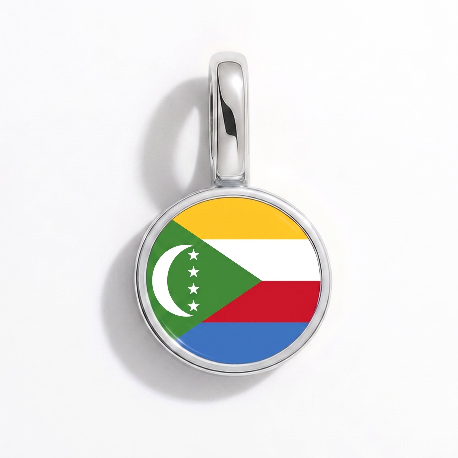 Flaggcharm Komorerna – rund silver