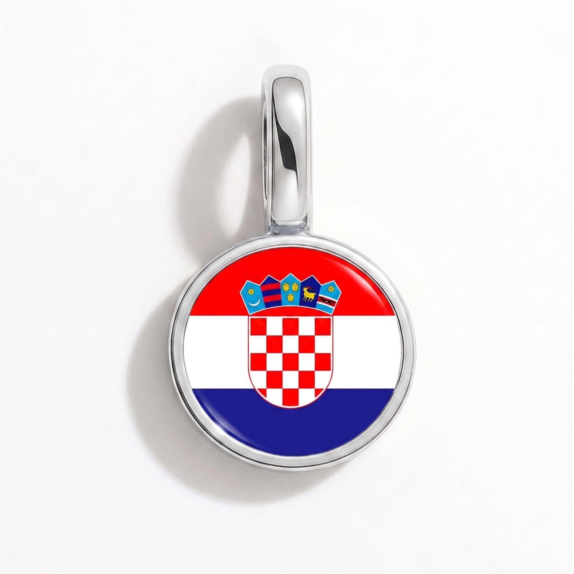 Flaggcharm Kroatien – rund silver