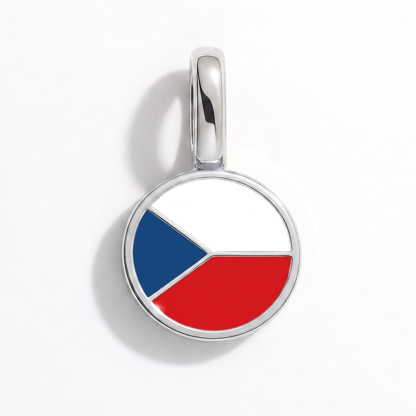 Flaggcharm Tjeckien – rund silver