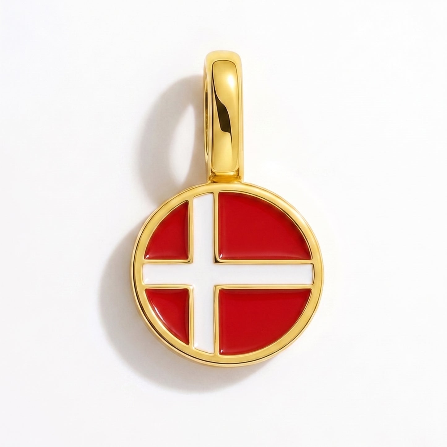 Flaggcharm Danmark – rund guld