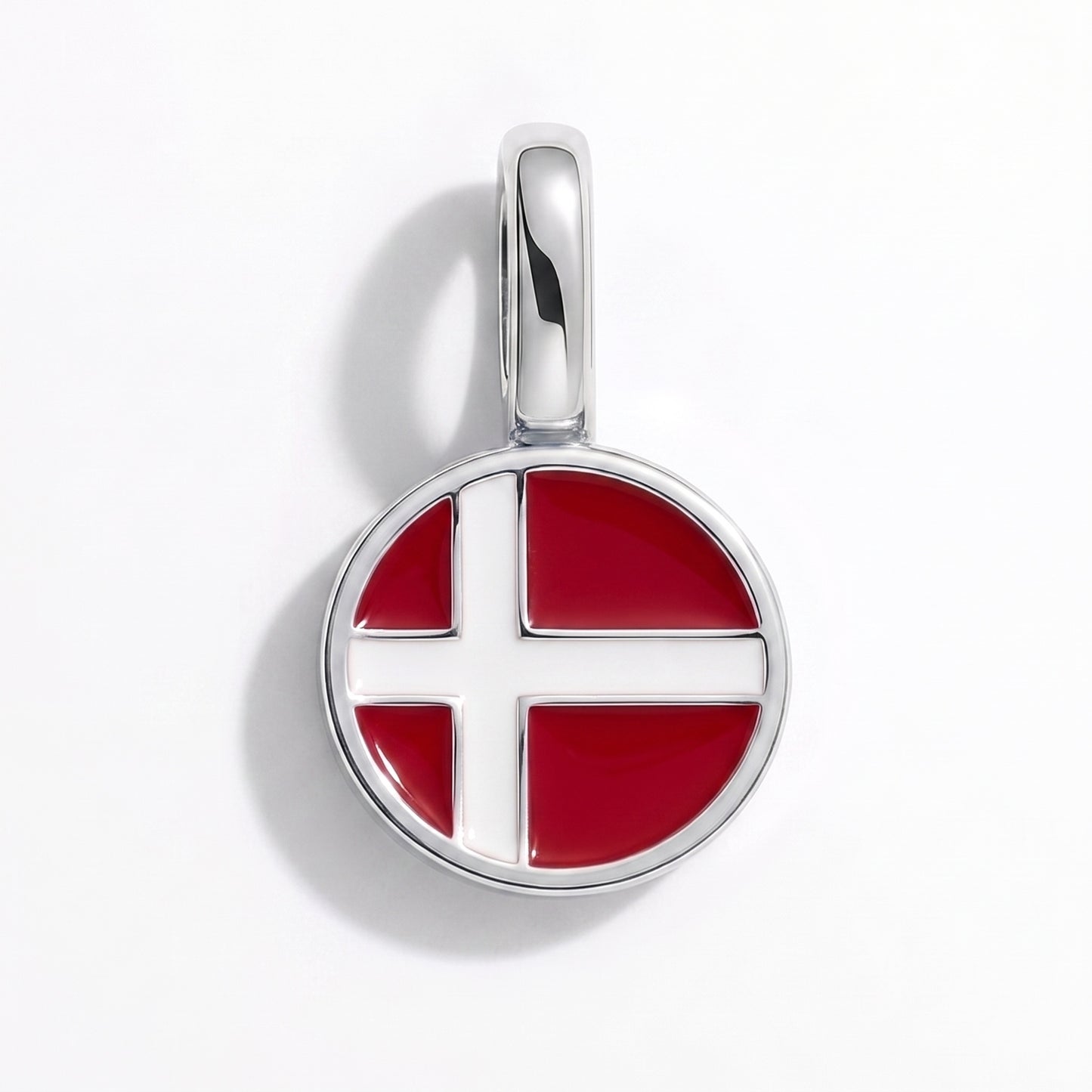 Flaggcharm Danmark – rund silver