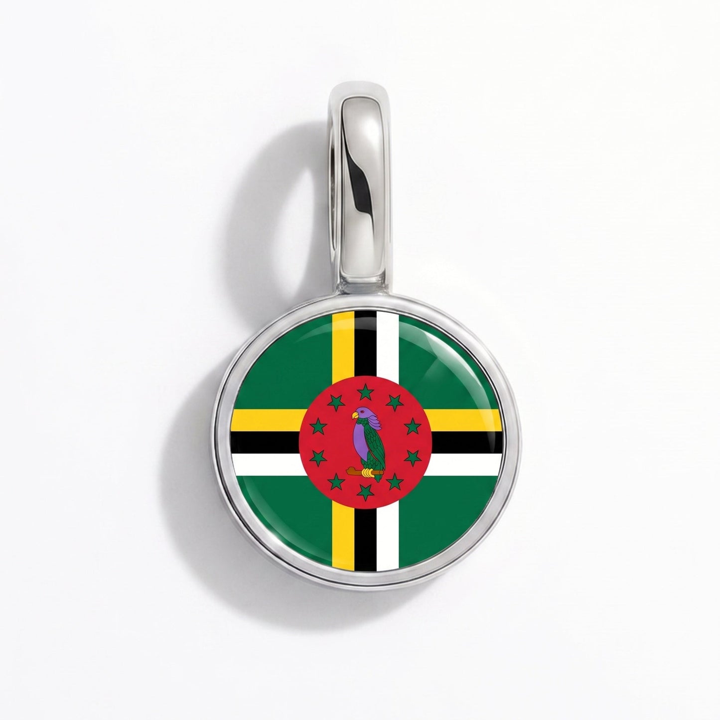 Flaggcharm Dominica – rektangulär silver