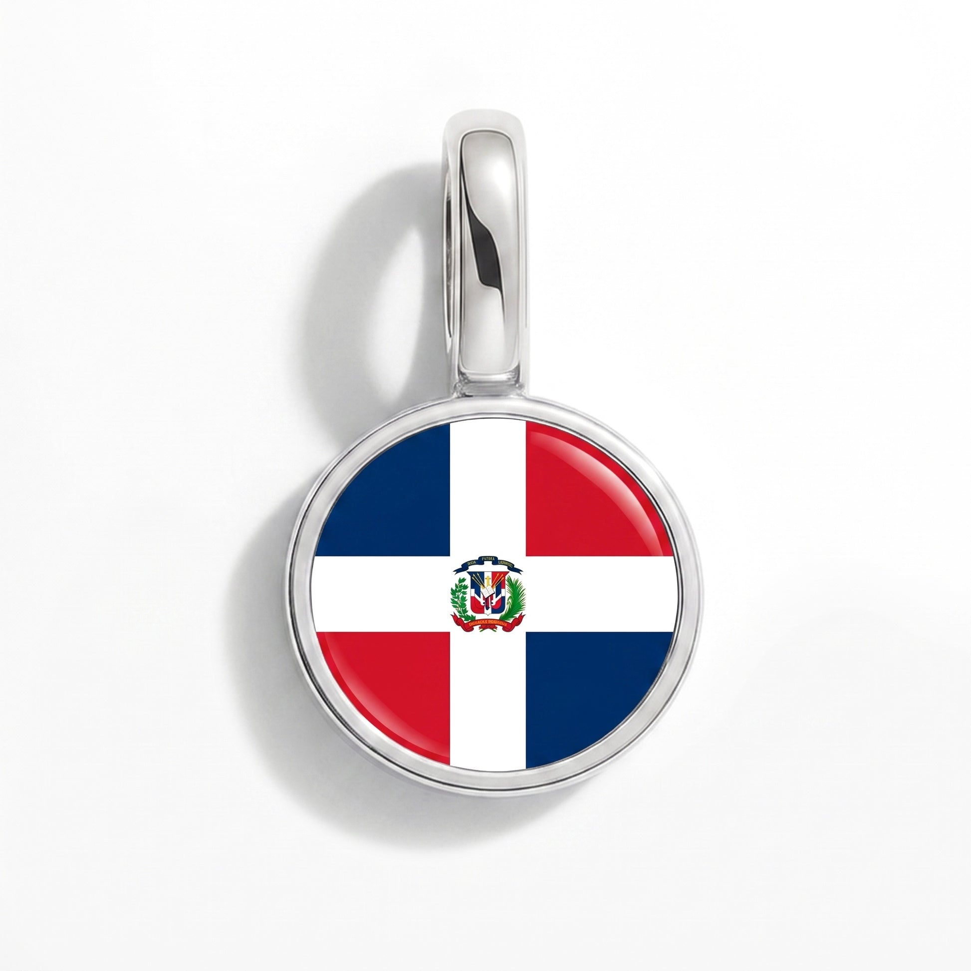 Flaggcharm Dominikanska republiken – rund silver