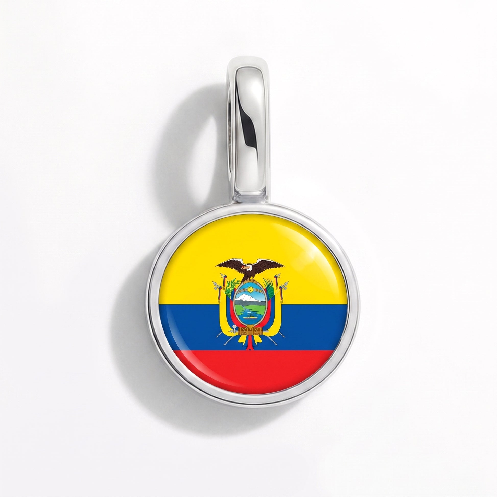 Flaggcharm Ecuador – rund silver