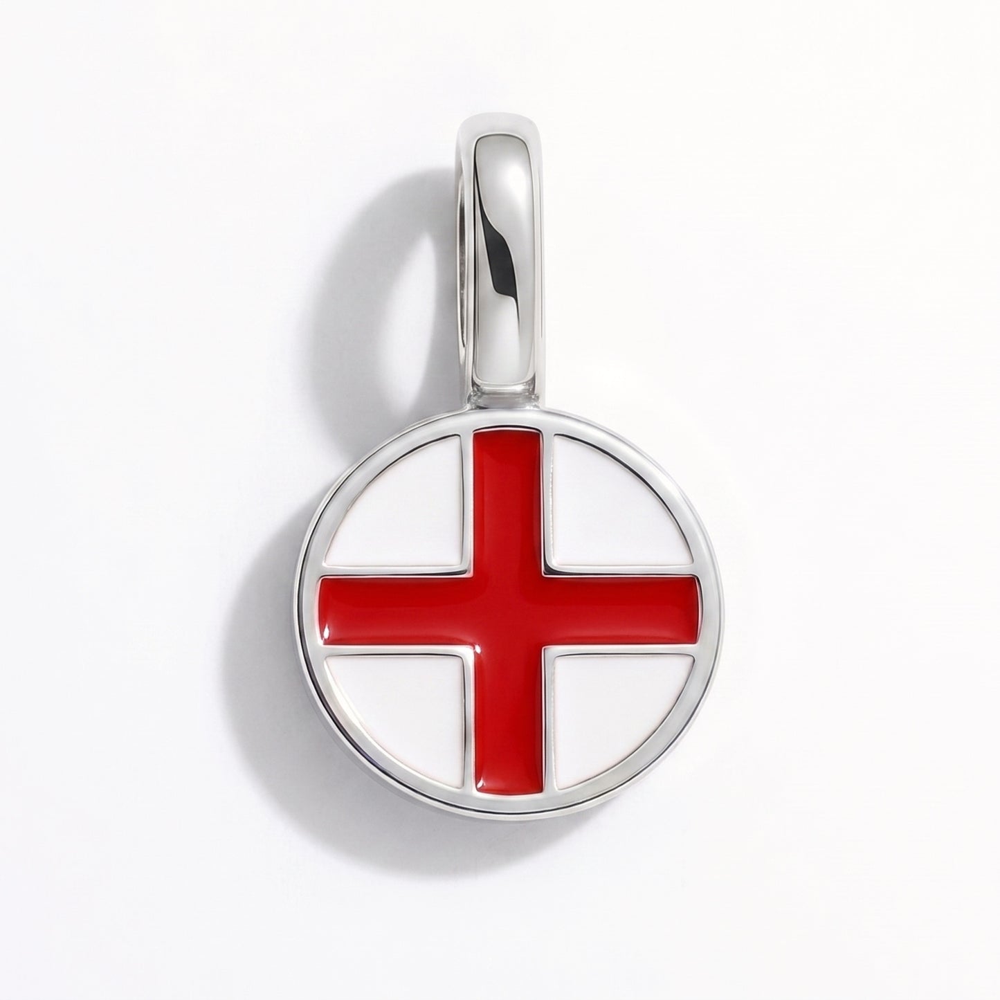 Flaggcharm England – rund silver