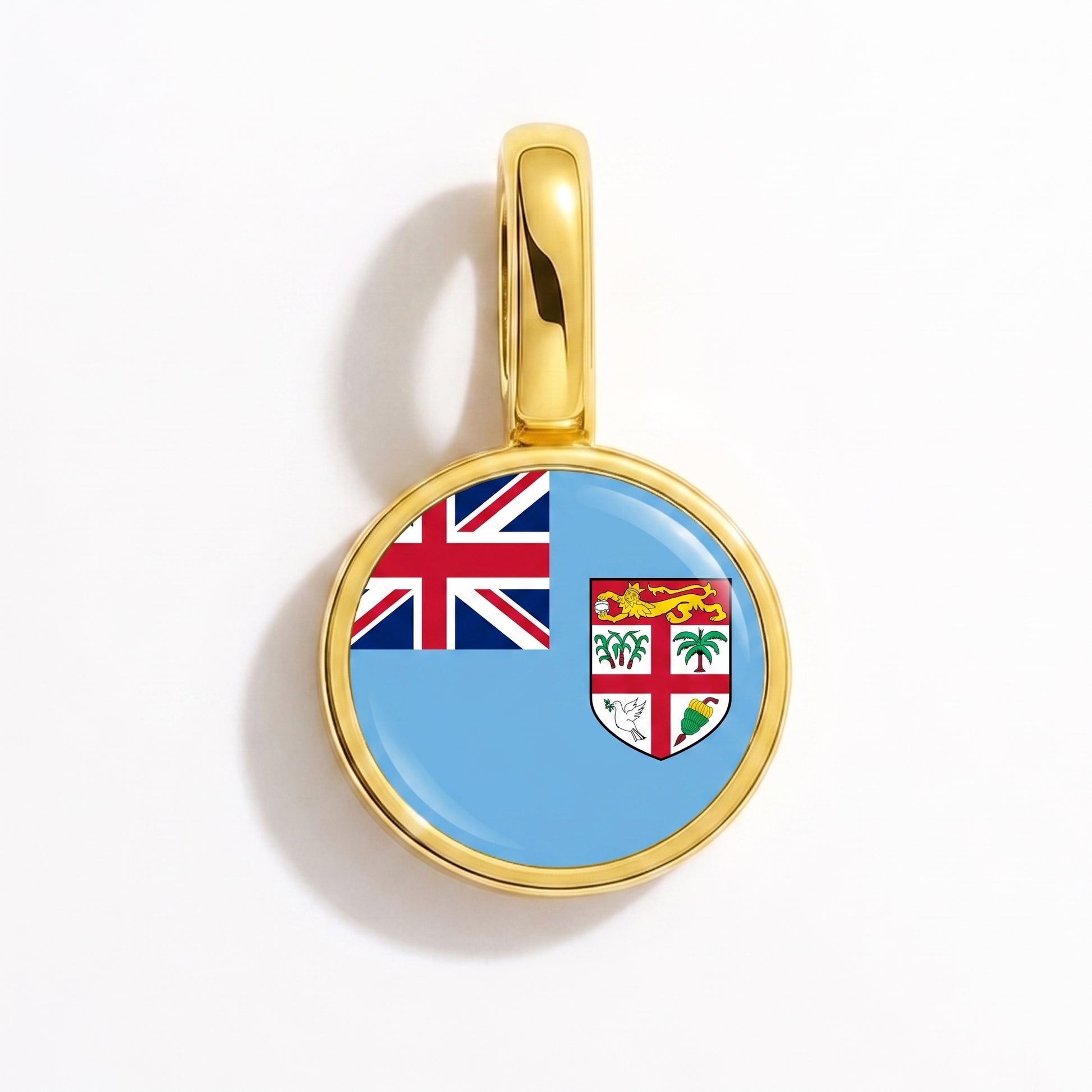 Flaggcharm Fiji – rund guld