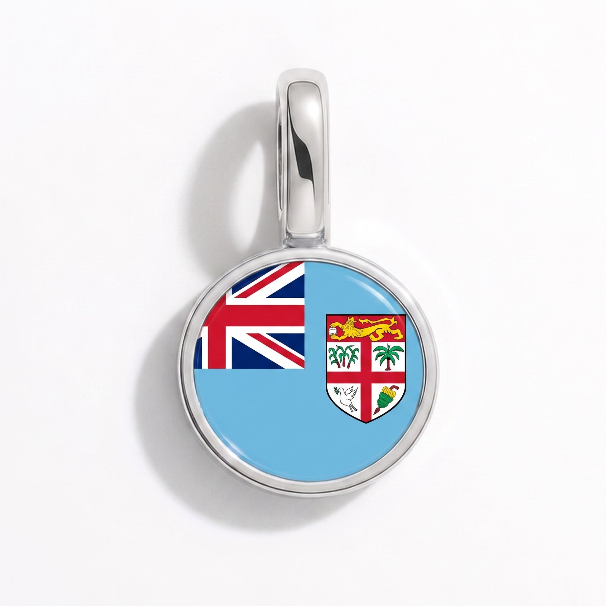 Flaggcharm Fiji – rund silver