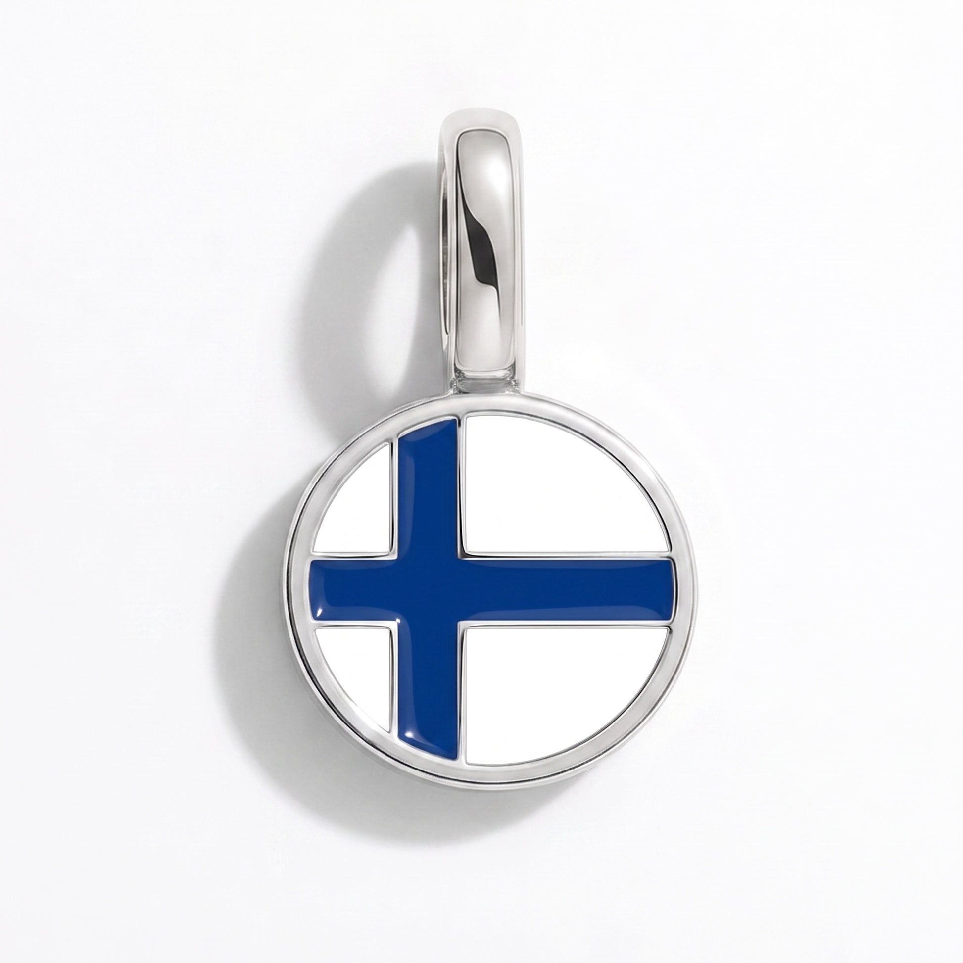 Flaggcharm Finland – rund silver