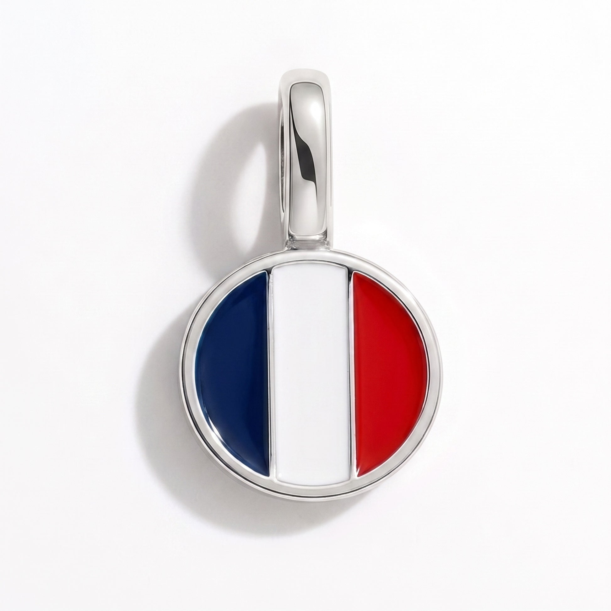 Flaggcharm Frankrike – rund silver