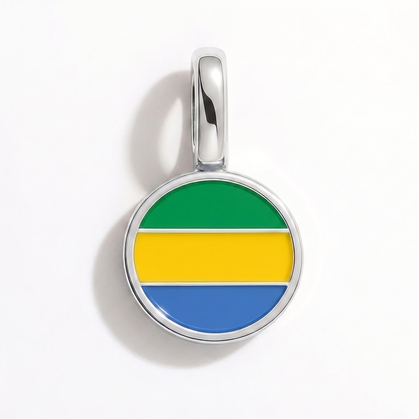 Flaggcharm Gabon – rund silver