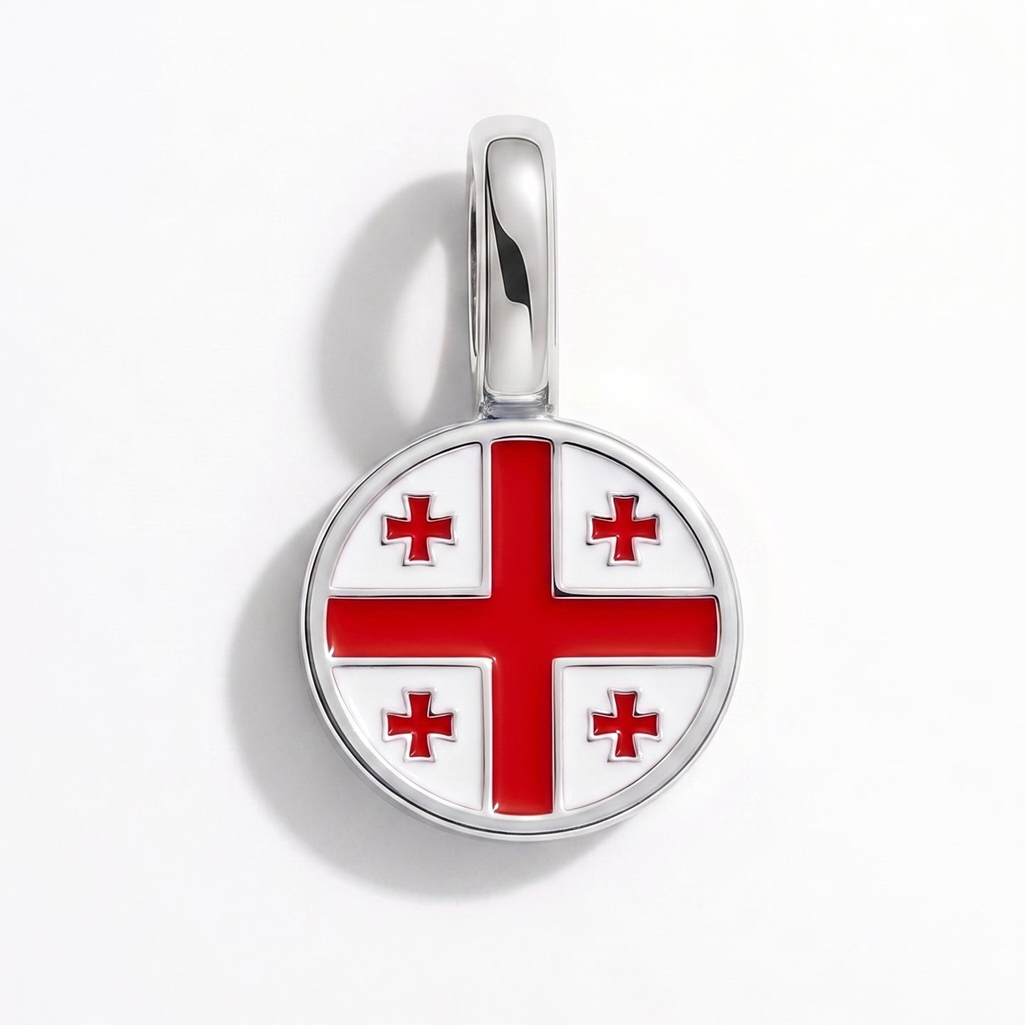 Flaggcharm Georgien – rund silver