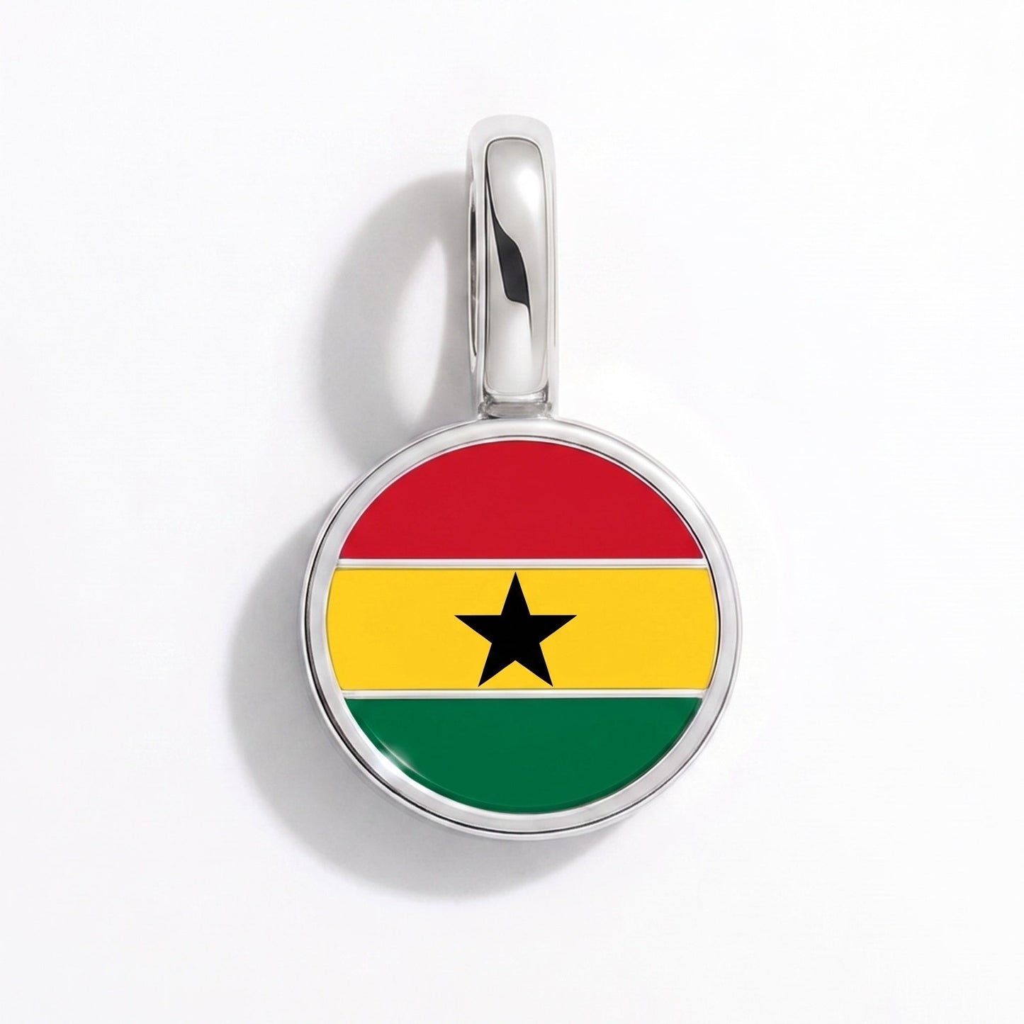 Flaggcharm Ghana – rektangulär silver