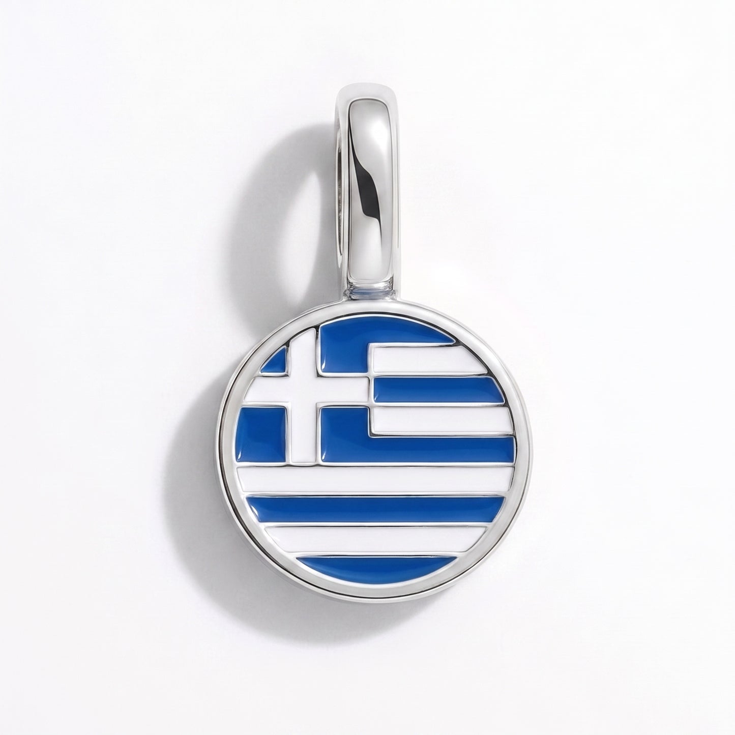 Flaggcharm Grekland – rund silver