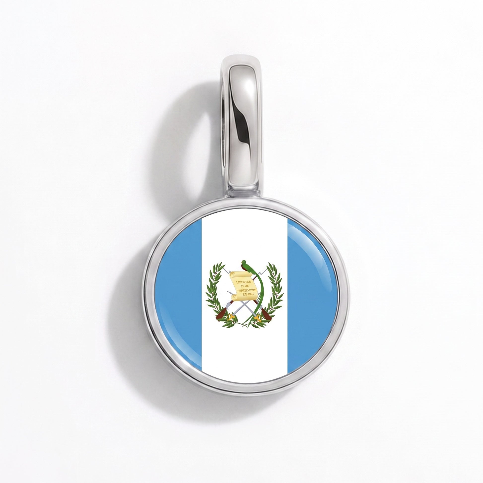 Flaggcharm Guatemala – rund silver
