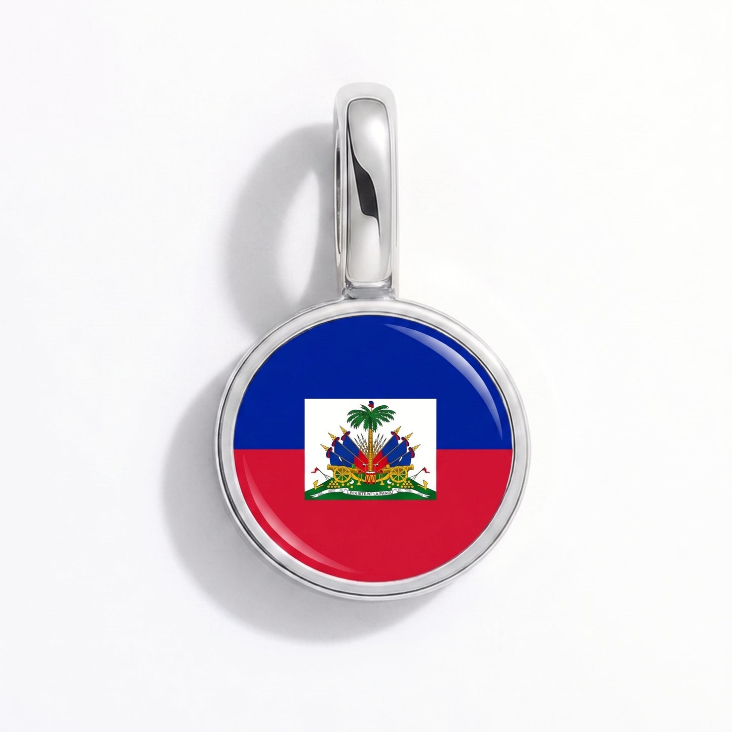 Flaggcharm Haiti – rund silver