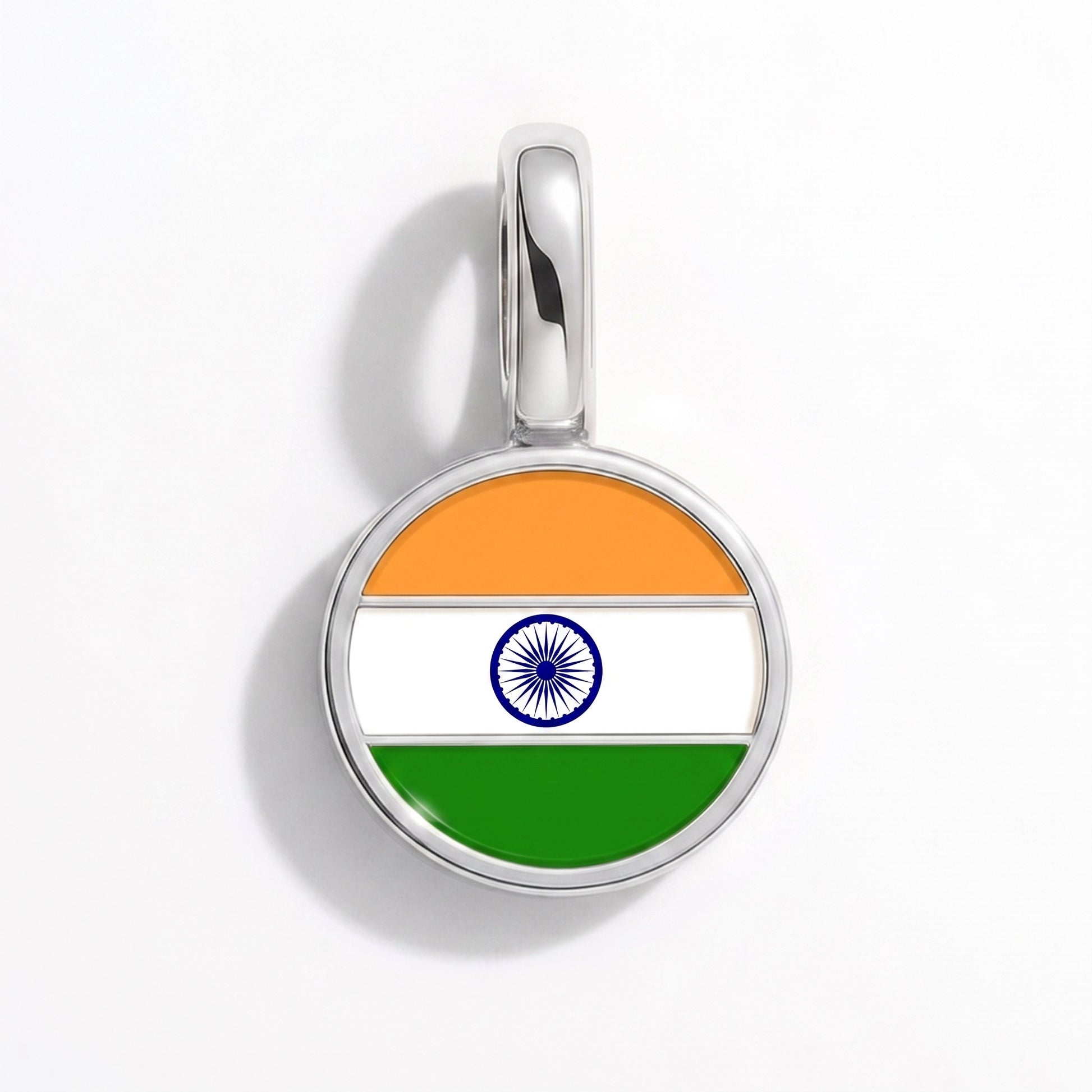 Flaggcharm Indien – rund silver