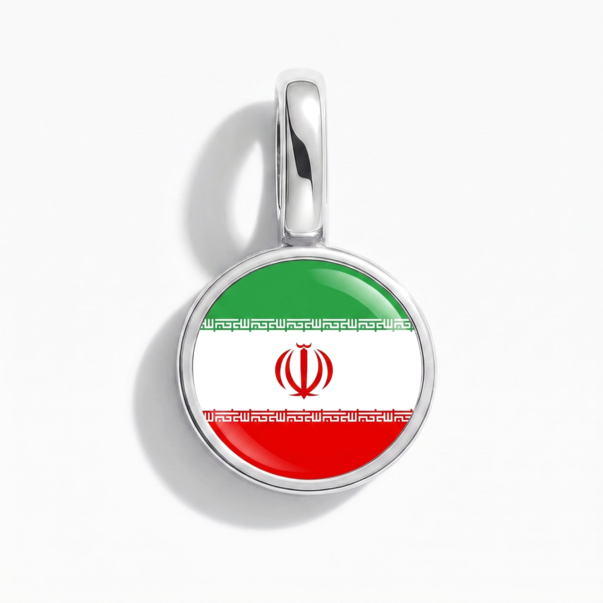 Flaggcharm Iran – rund silver