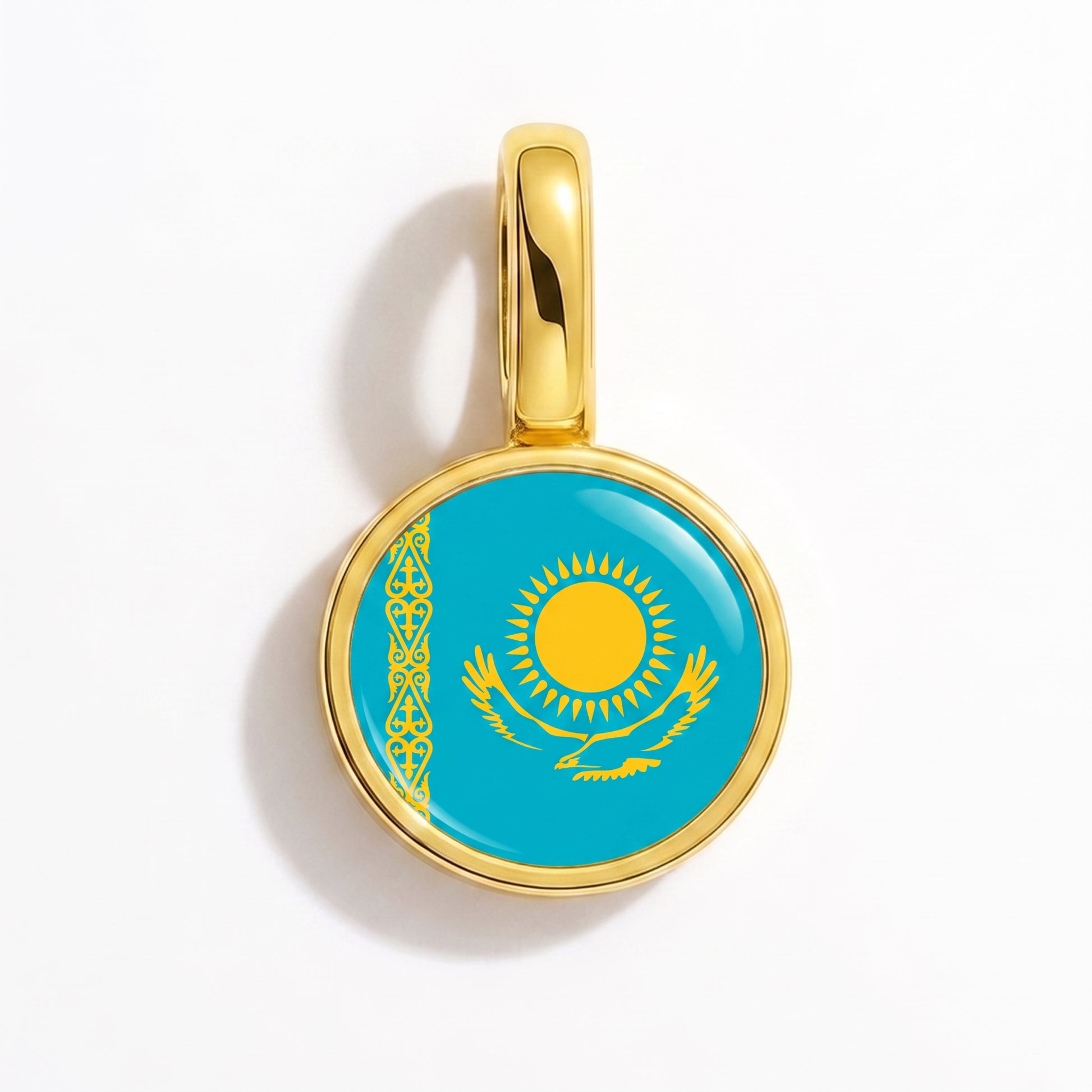 Flaggcharm Kazakstan – rund guld