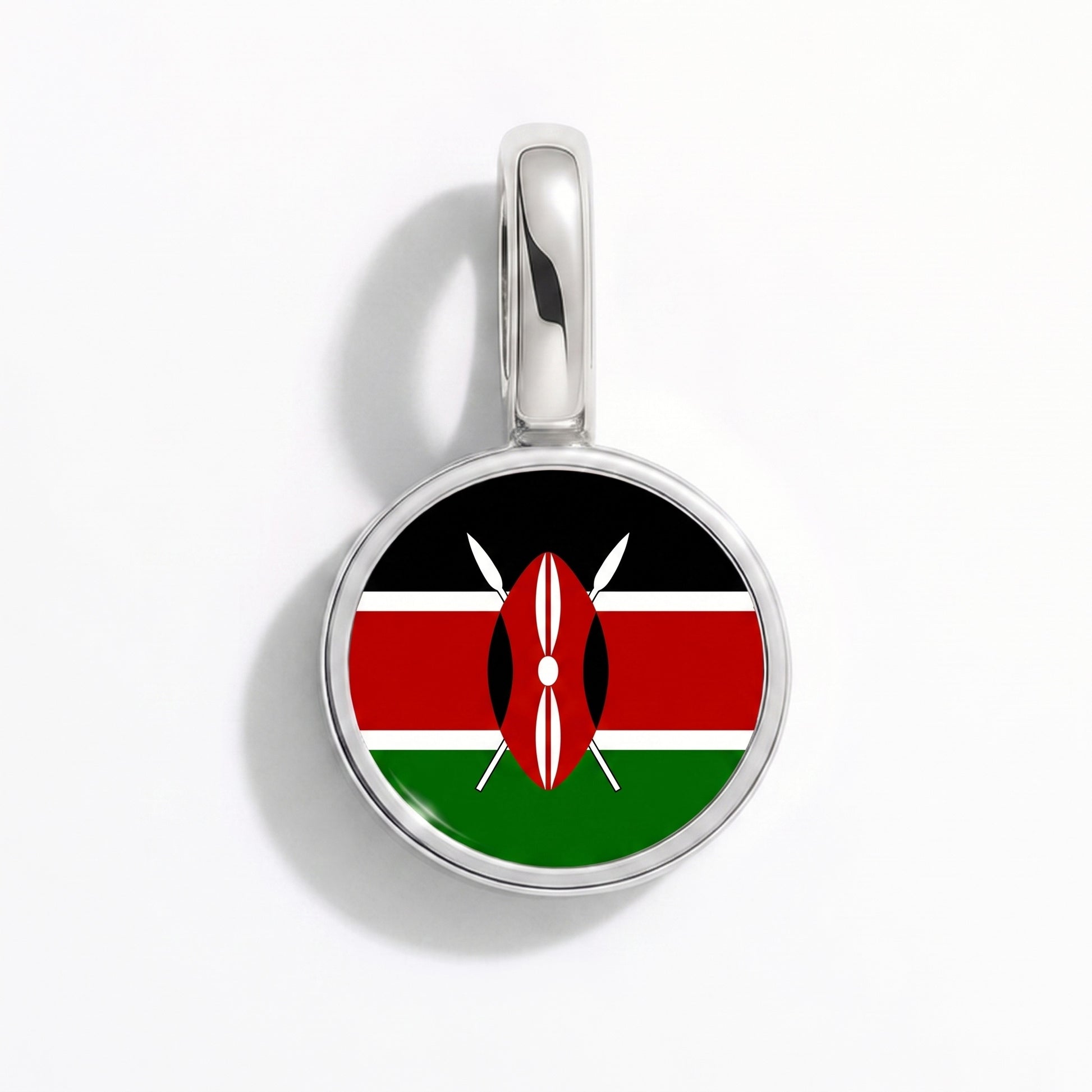 Flaggcharm Kenya – rund silver