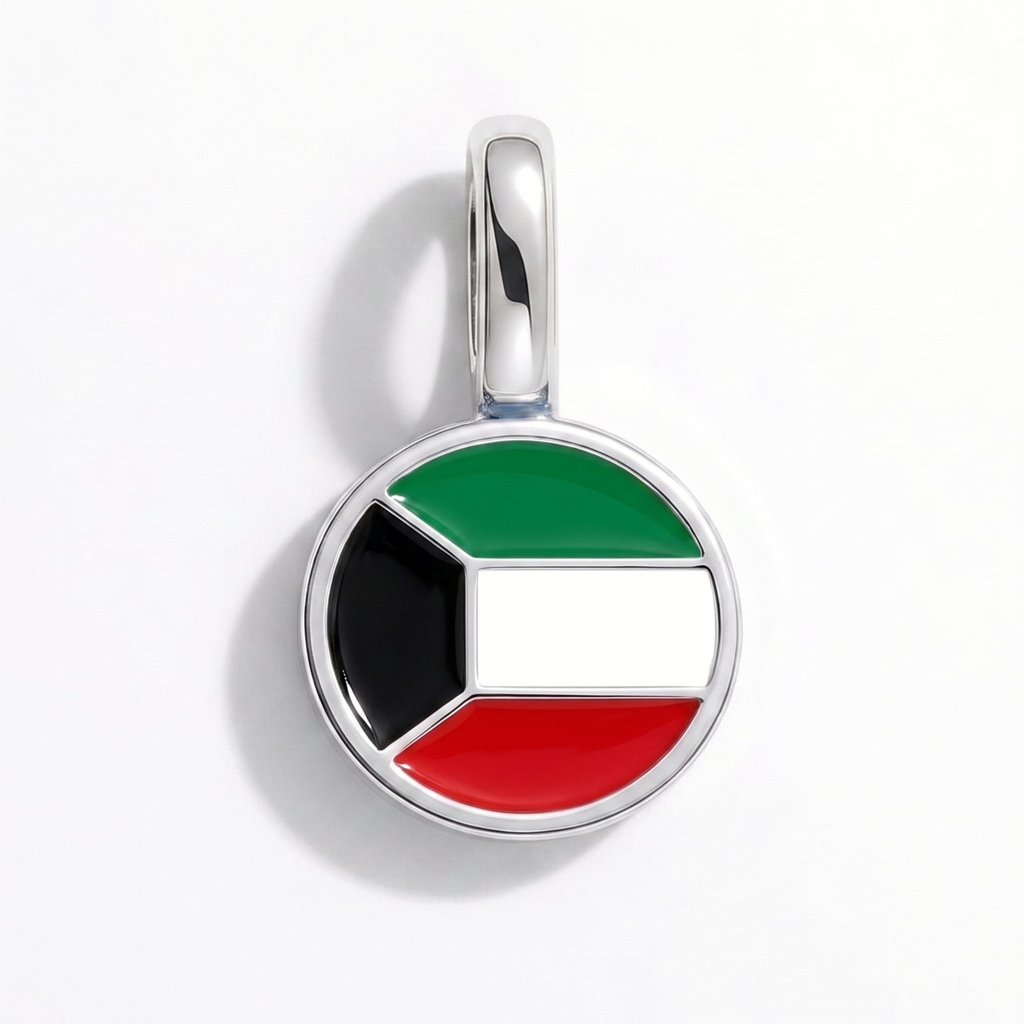 Flaggcharm Kuwait – rund silver