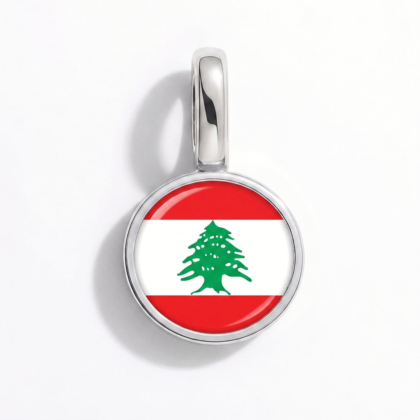 Flaggcharm Libanon – rund silver