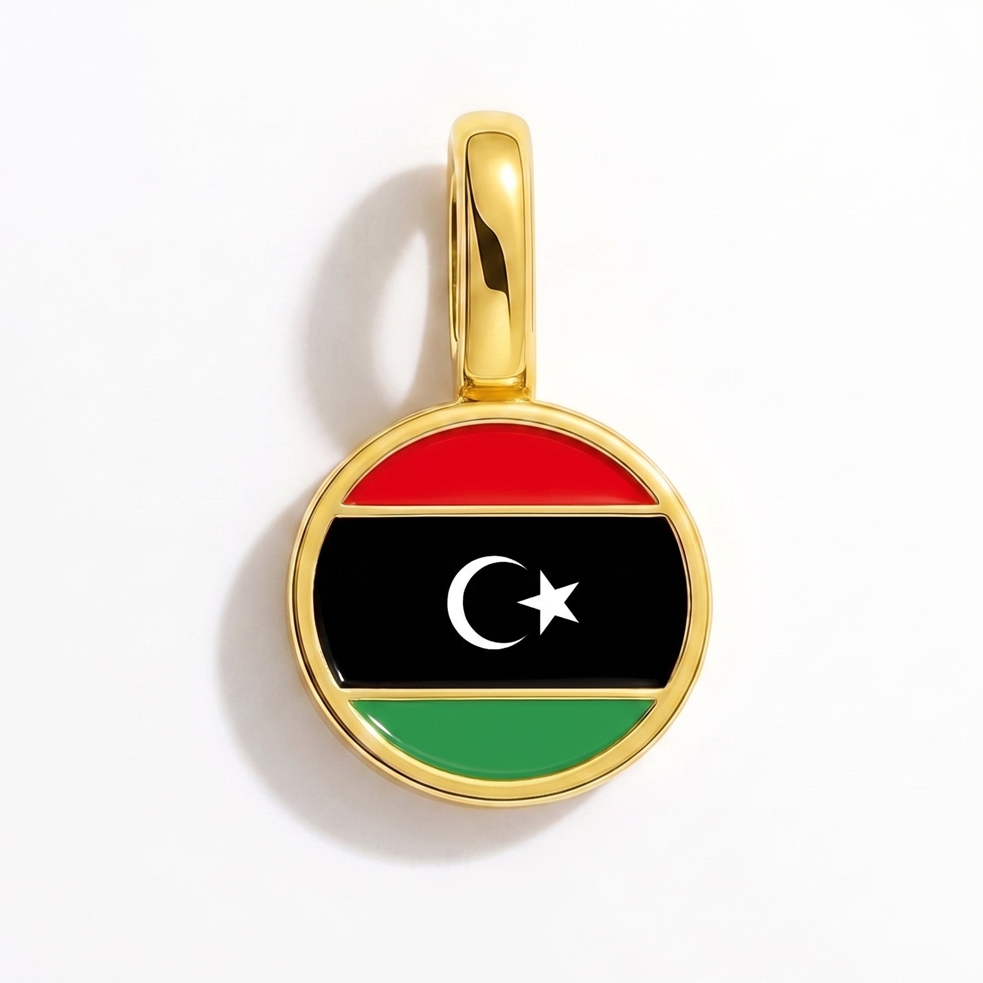Flaggcharm Libyen – rund guld