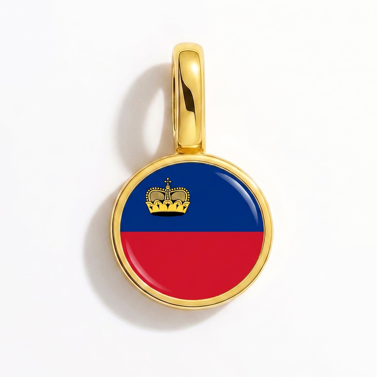 Flaggcharm Liechtenstein – rund guld