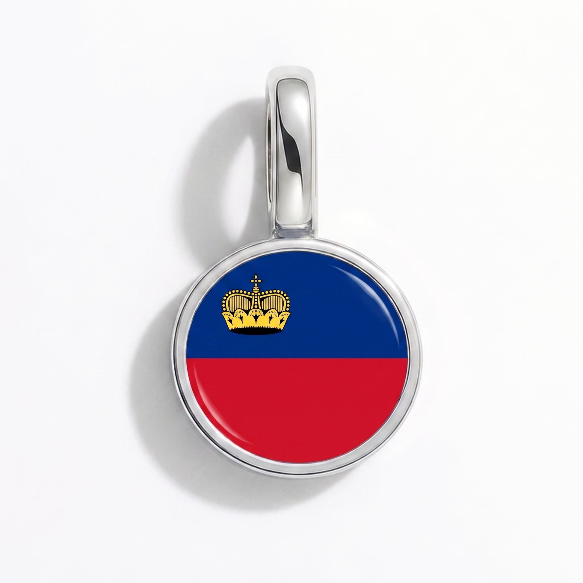 Flaggcharm Liechtenstein – rund silver