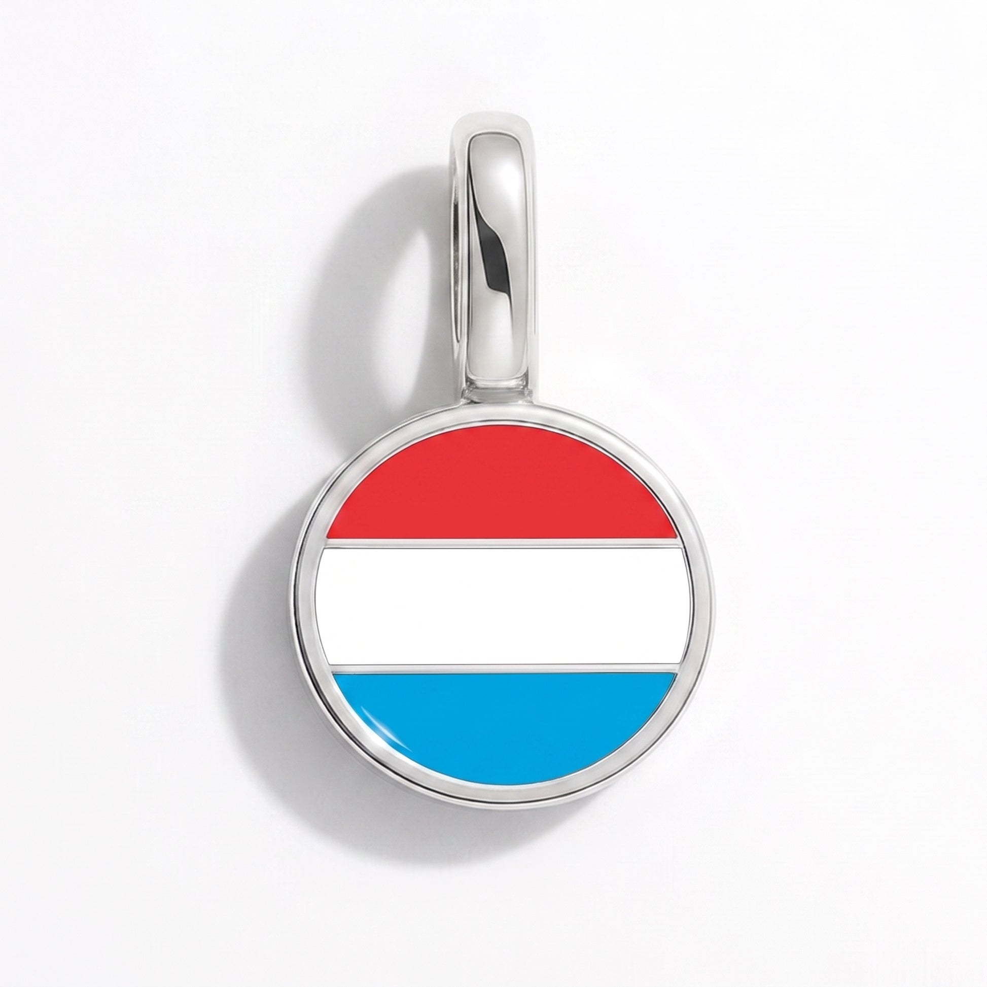 Flaggcharm Luxemburg – rund silver
