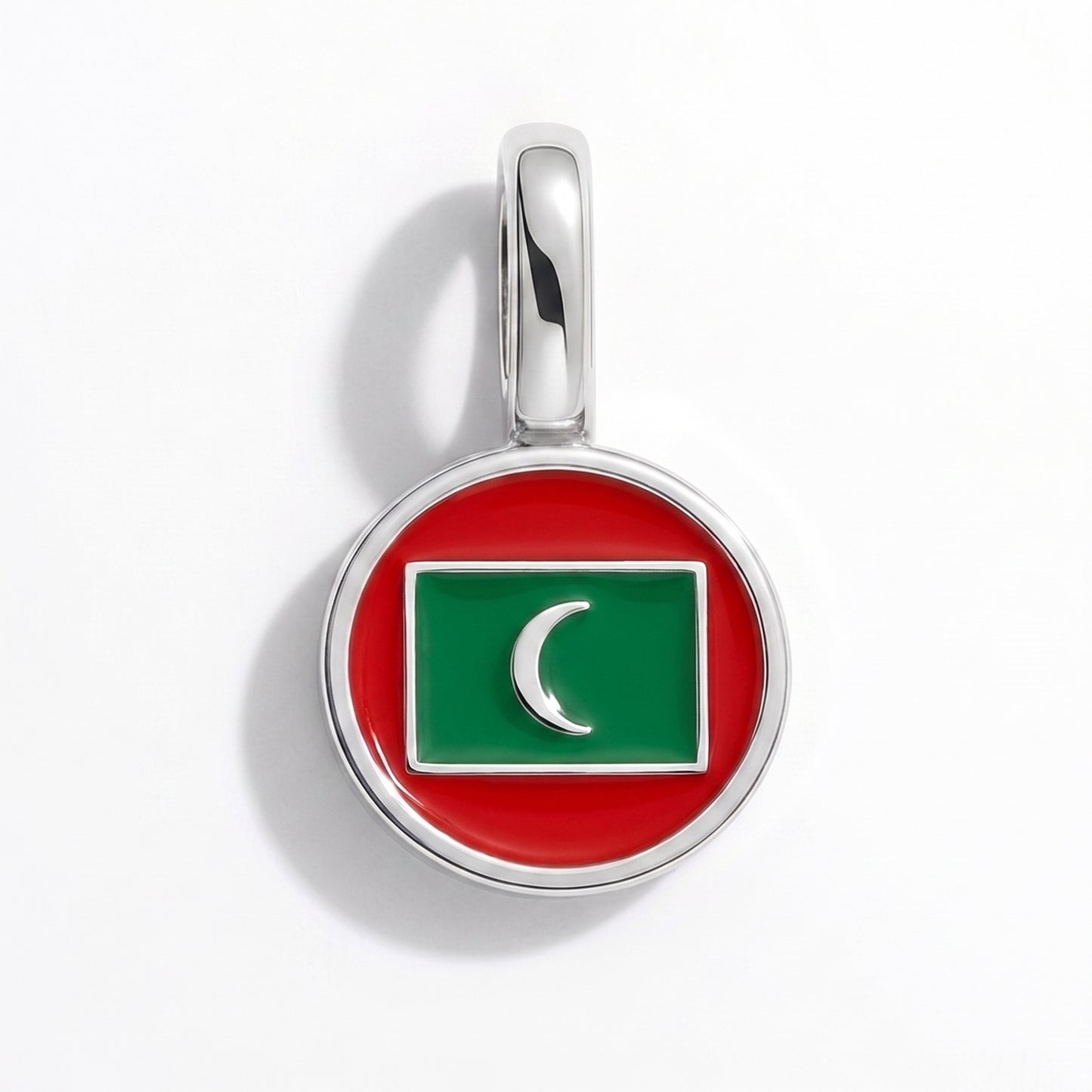 Flaggcharm Maldiverna – rund silver