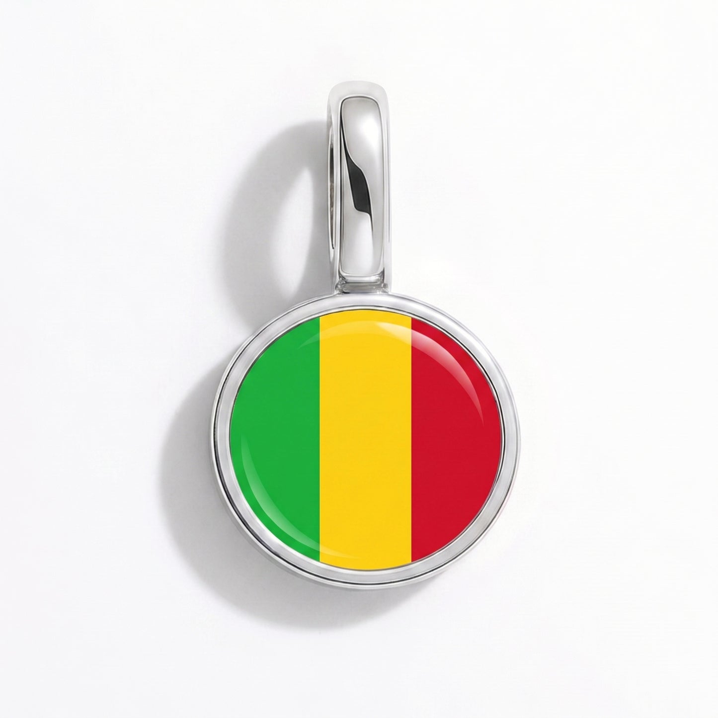 Flaggcharm Mali – rund silver