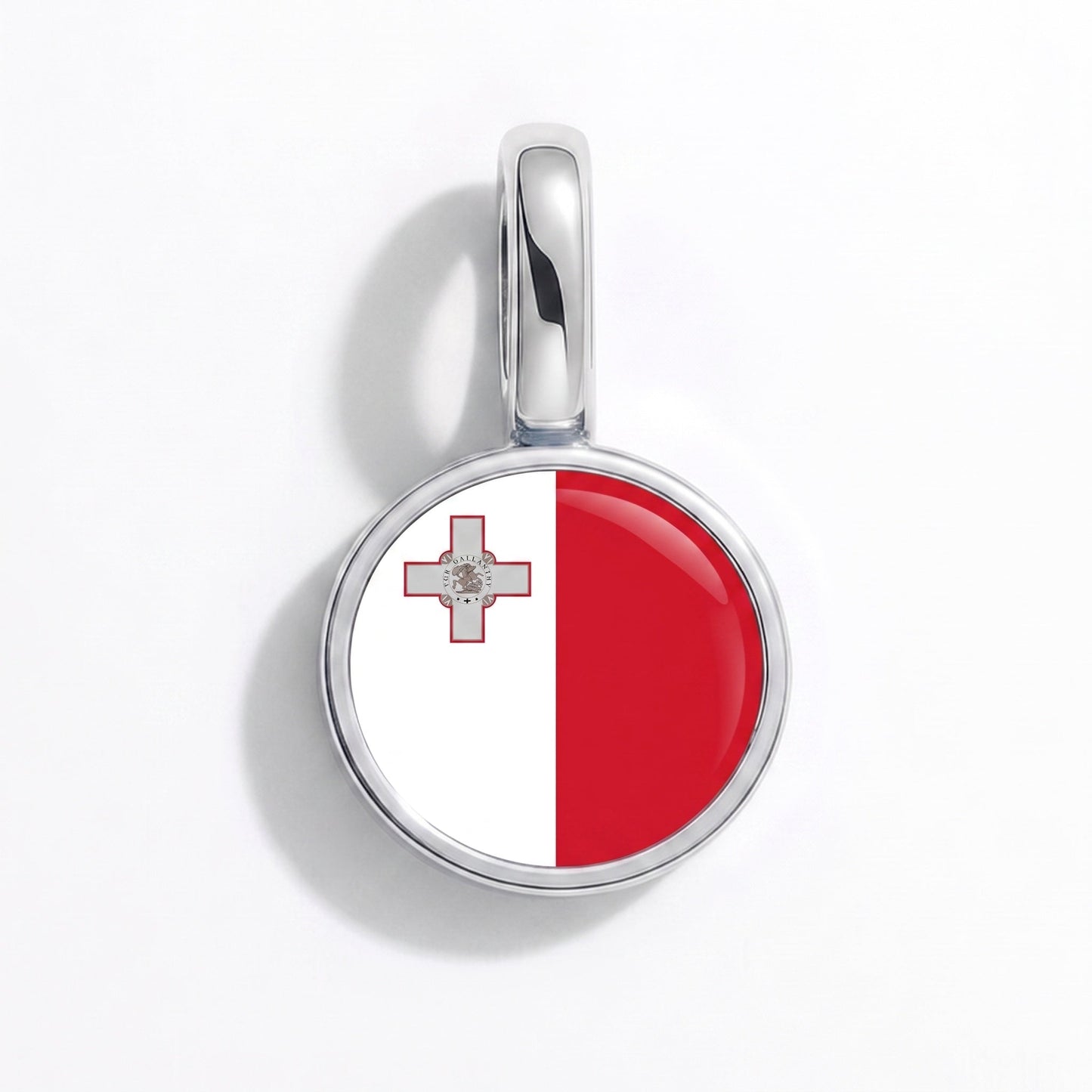 Flaggcharm Malta – rektangulär silver