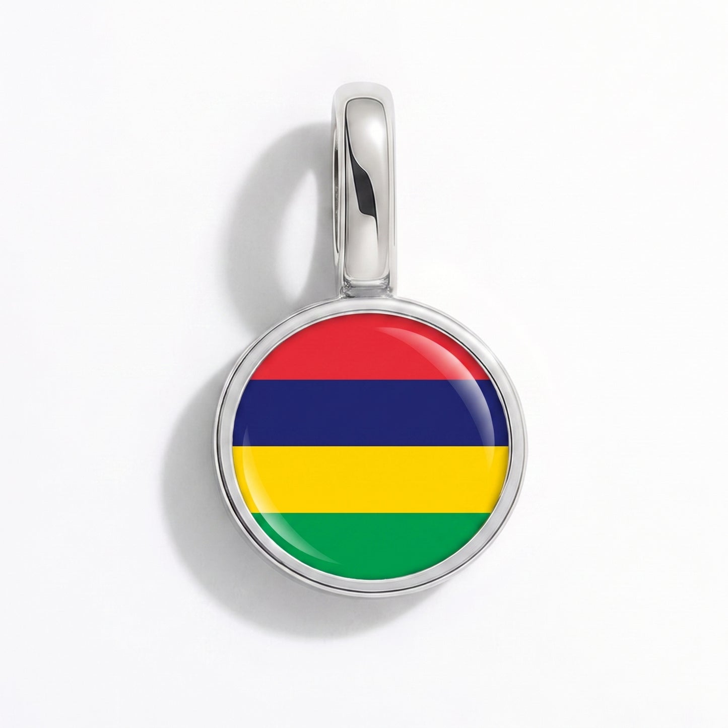 Flaggcharm Mauritius – rund silver