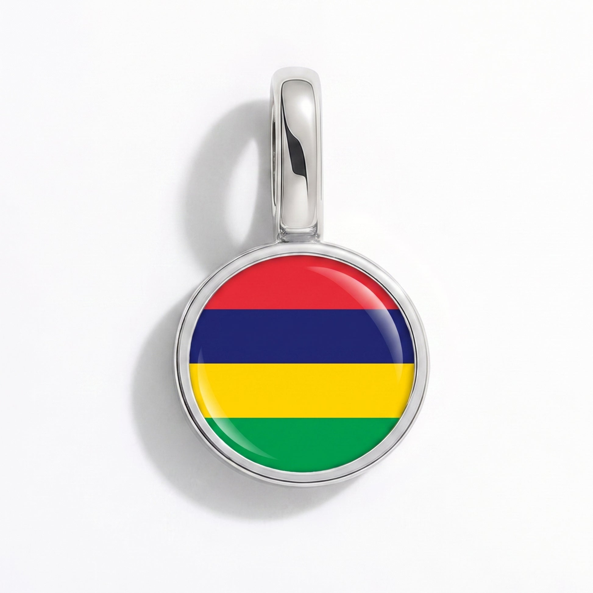 Flaggcharm Mauritius – rund silver