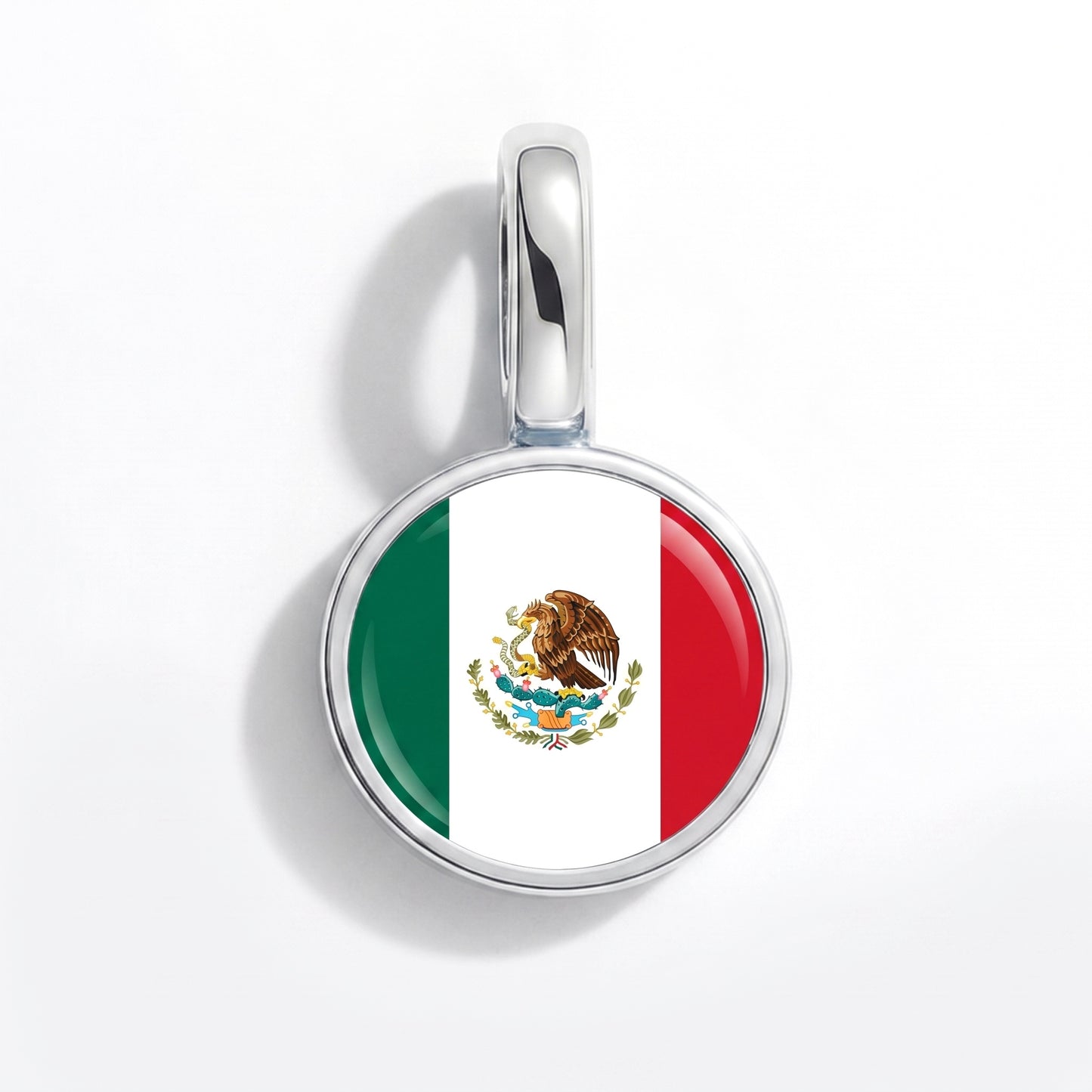 Flaggcharm Mexiko – rund silver
