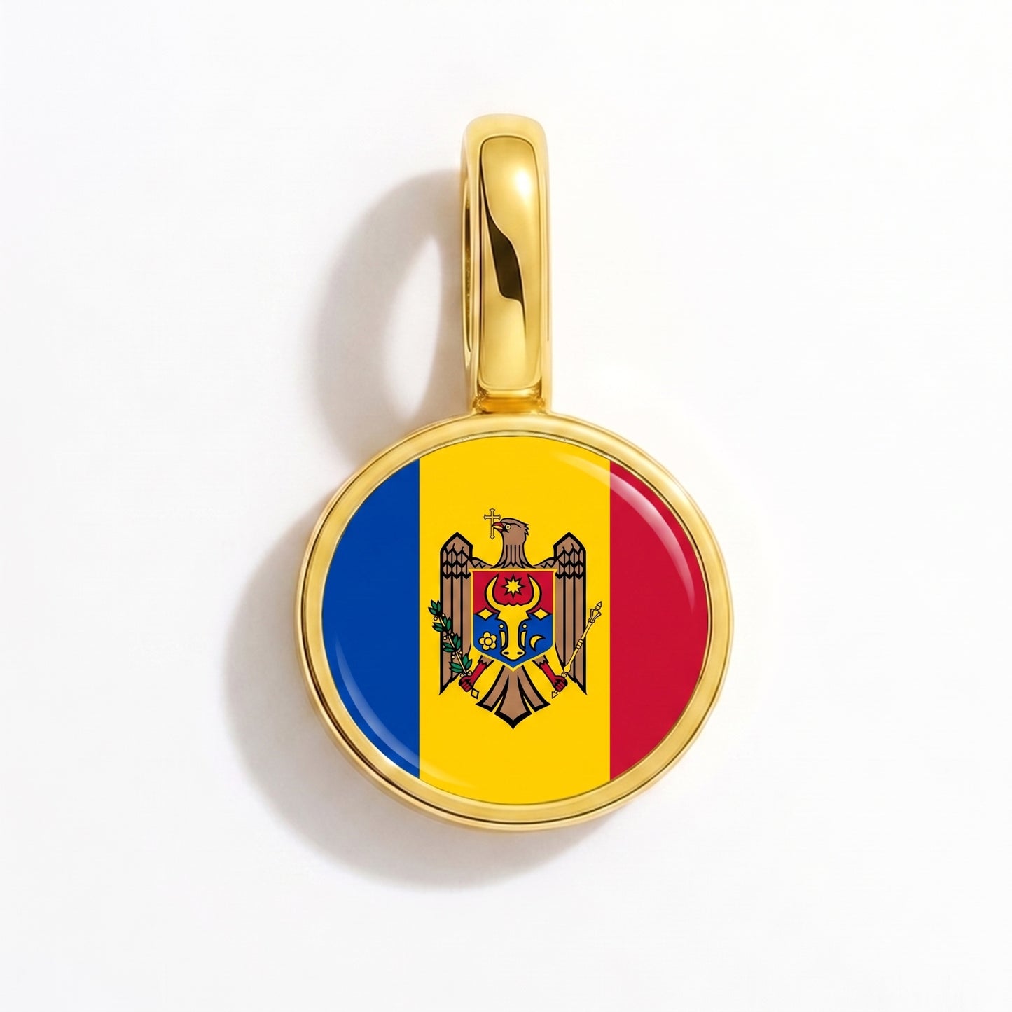 Flaggcharm Moldavien – rund guld