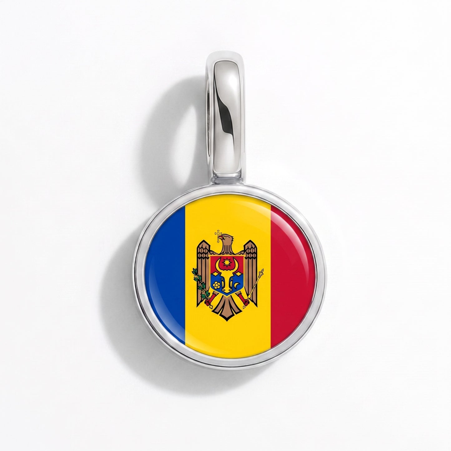 Flaggcharm Moldavien – rund silver