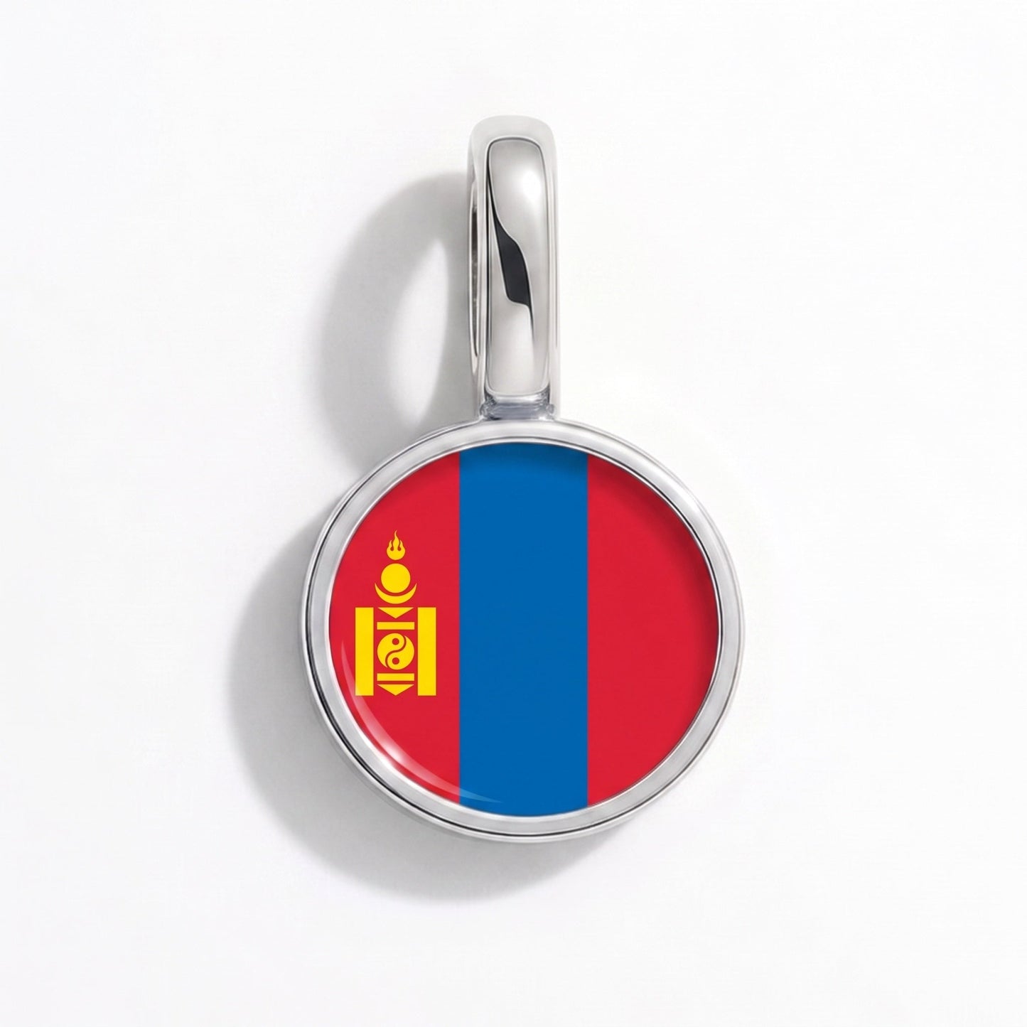 Flaggcharm Mongoliet – rektangulär silver