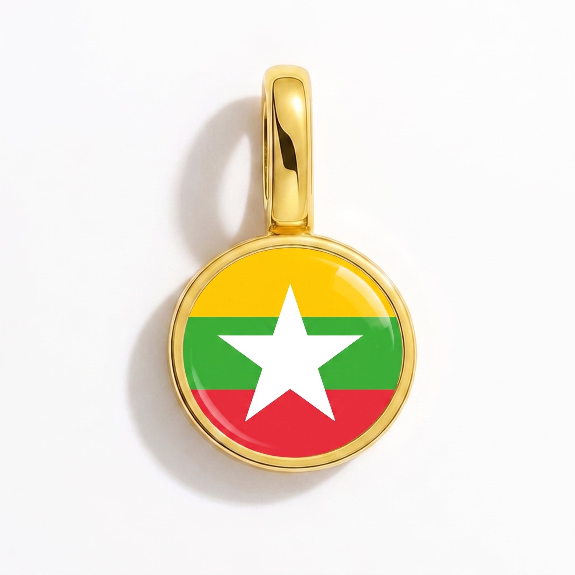 Flaggcharm Myanmar – rund guld