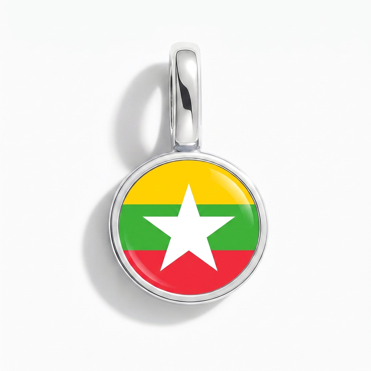 Flaggcharm Myanmar – rund silver