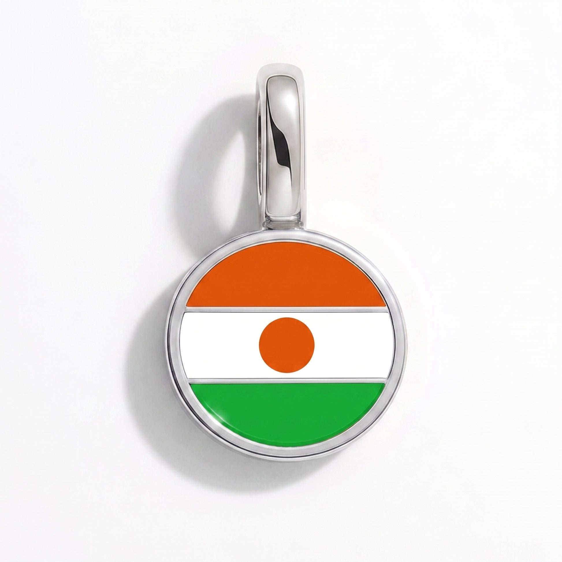 Flaggcharm Niger – rund silver
